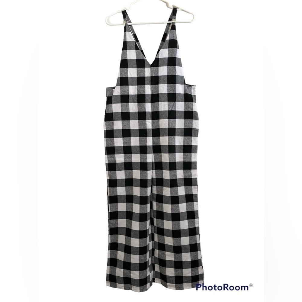 NWT Buffalo check flannel wide leg overalls